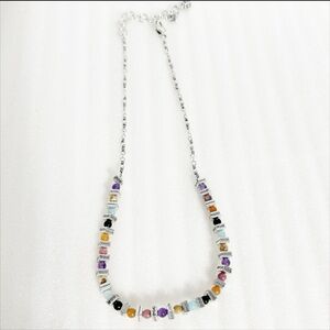 NWOT Brighton Confetti Beaded Colorful Collar Silver Plated Retired Necklace